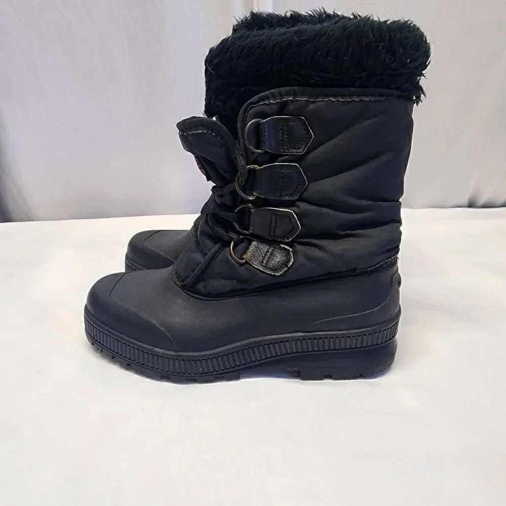 Sorel Snowcrest Winter Faux Fur Black Boots Size 6